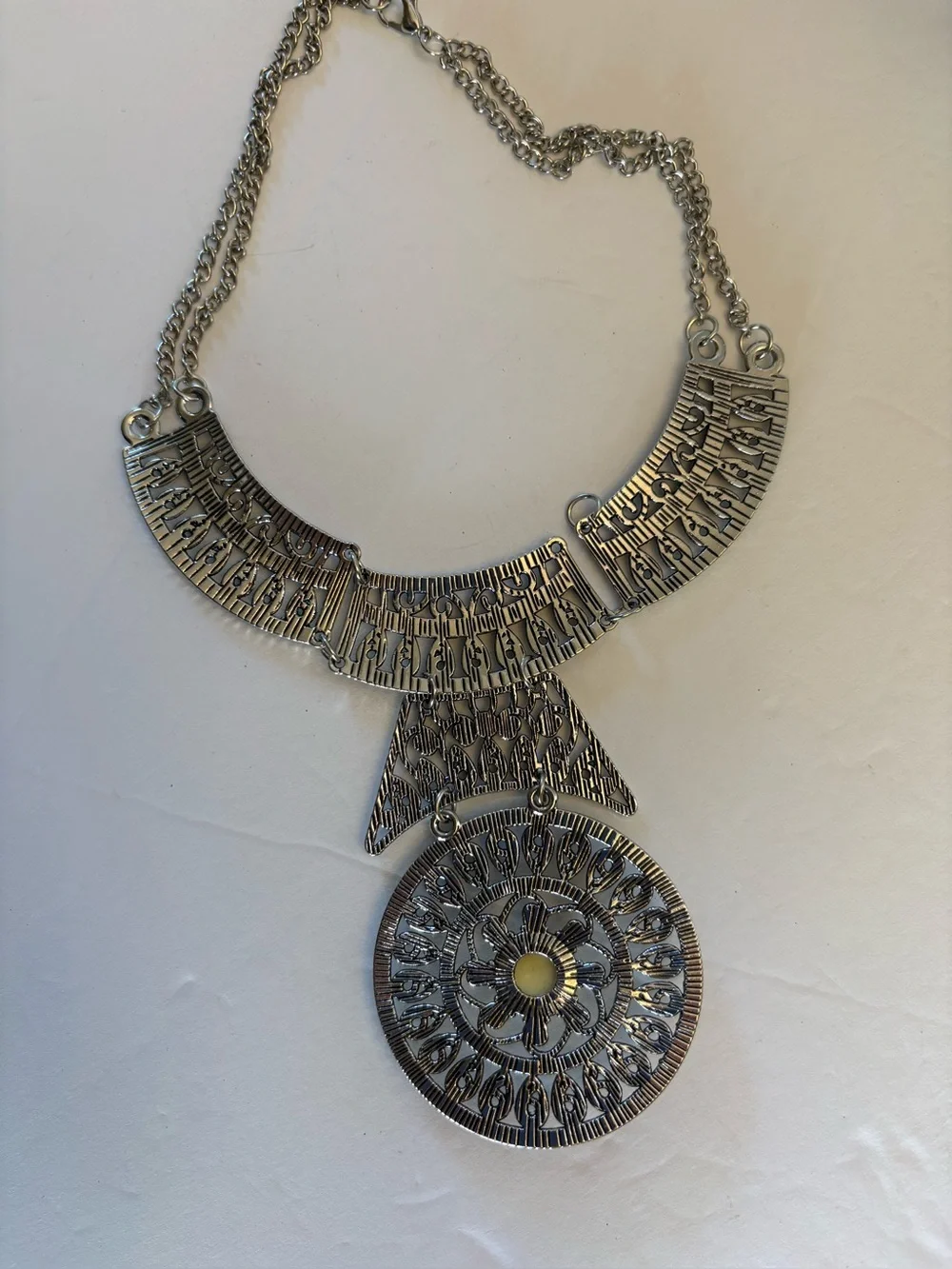 Paparazzi Filigree Statement Necklace Antique Silver Medallion Boho